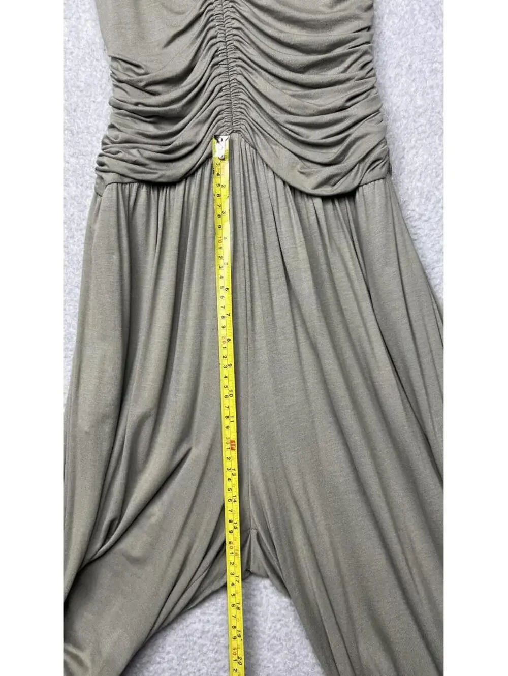 Free People Forever Always Ruched Jumpsuit Olive Green Wide Leg S Backless Boho